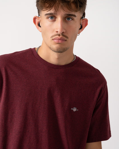 GANT Mens Regular Fit Short Sleeve Shield Logo T-Shirt - 677 Bordeaux Melange