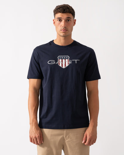 GANT Mens Short Sleeve Archive Shield T-Shirt - 433 Evening Blue