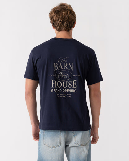 Back of GANT Mens Short Sleeve Small Graphic Logo T-Shirt - 433 Evening Blue