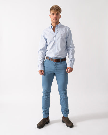 GANT Mens Slim Fit Long Sleeve Poplin Shirt - 455 Light Blue - CHO - Designer Mens Long Sleeve Shirts