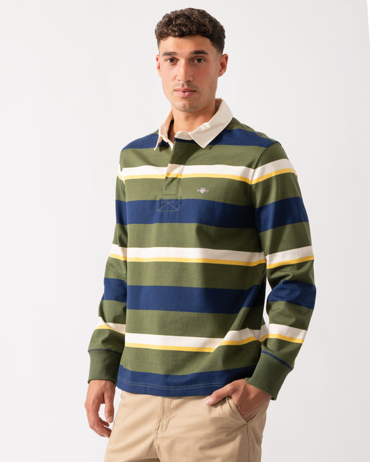 GANT Mens Striped Heavy Rugger - 360 Country Green