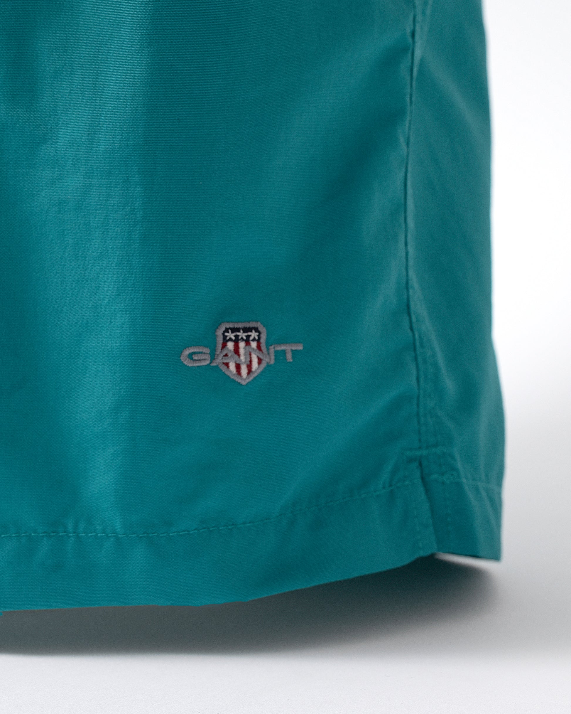 logo detail of GANT Mens Swim Shorts in 441 Aqua Blue