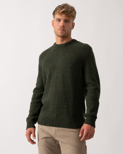 GANT Mens Wool Blend Neps Crew Neck Jumper - 360 Country Green - CHO - Designer Mens Jumpers