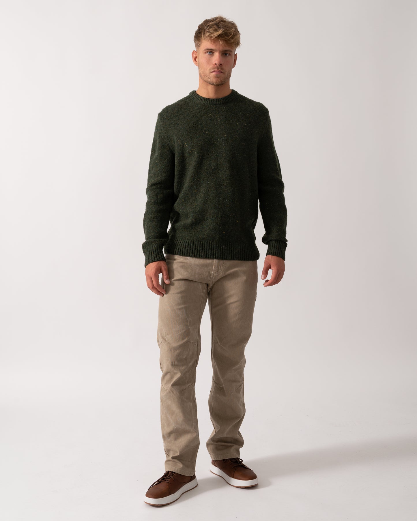 GANT Mens Wool Blend Neps Crew Neck Jumper - 360 Country Green - CHO - Designer Mens Jumpers