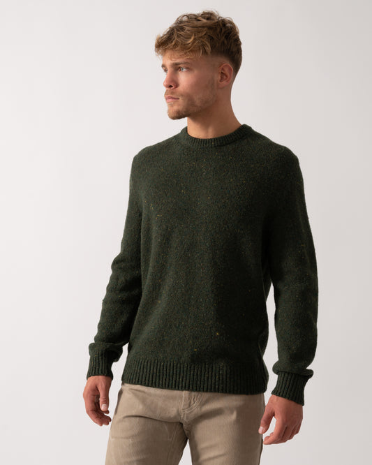 GANT Mens Wool Blend Neps Crew Neck Jumper - 360 Country Green