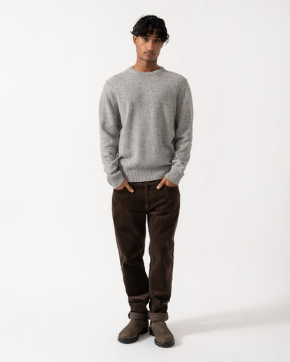 full length Studio photograph of a model wearing a GANT Mens Wool Blend Neps Crew Neck Sweater in 93 Grey Melange