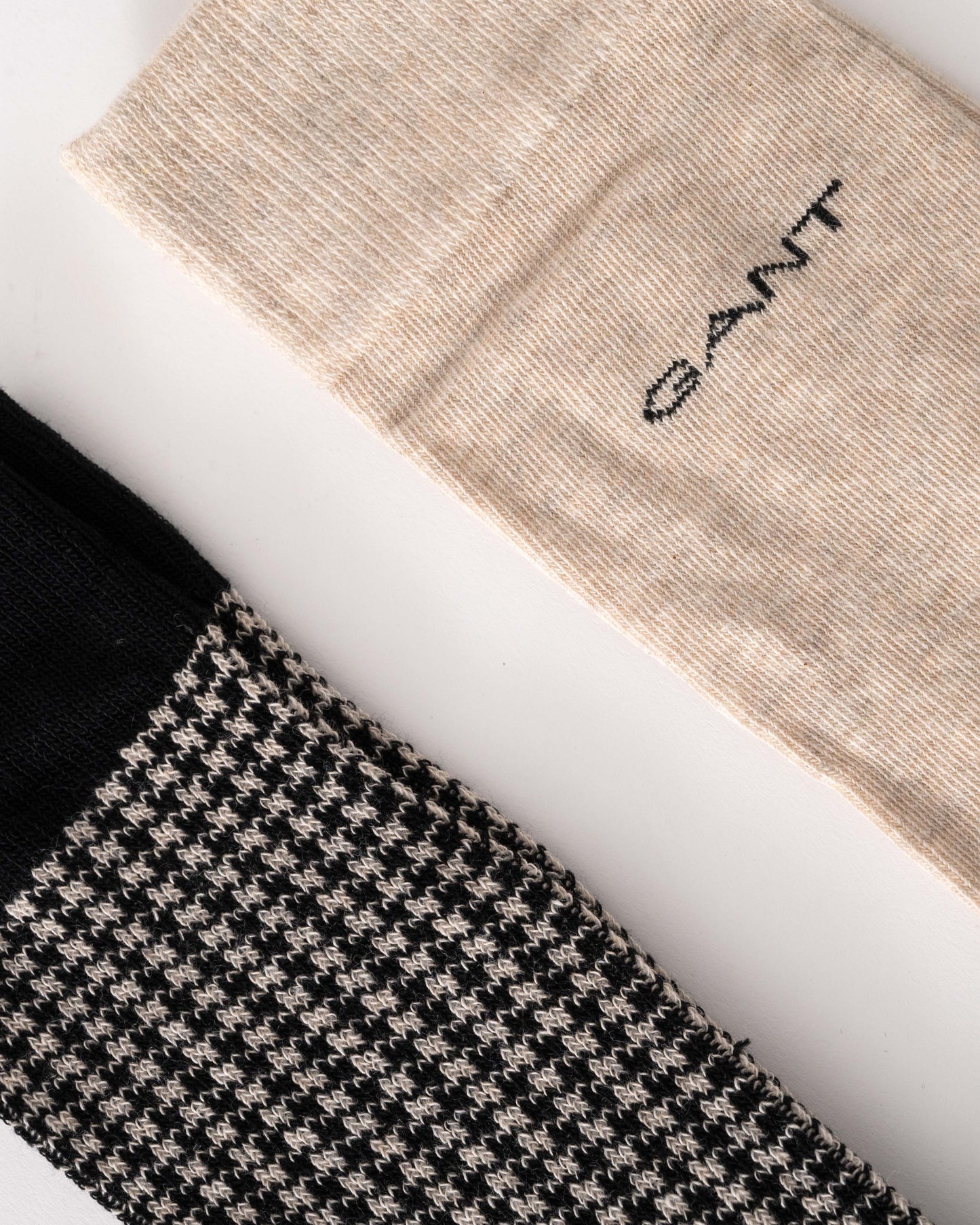 GANT 2 Pack Mens Houndstooth Pattern Socks Gift Box - 5 Black