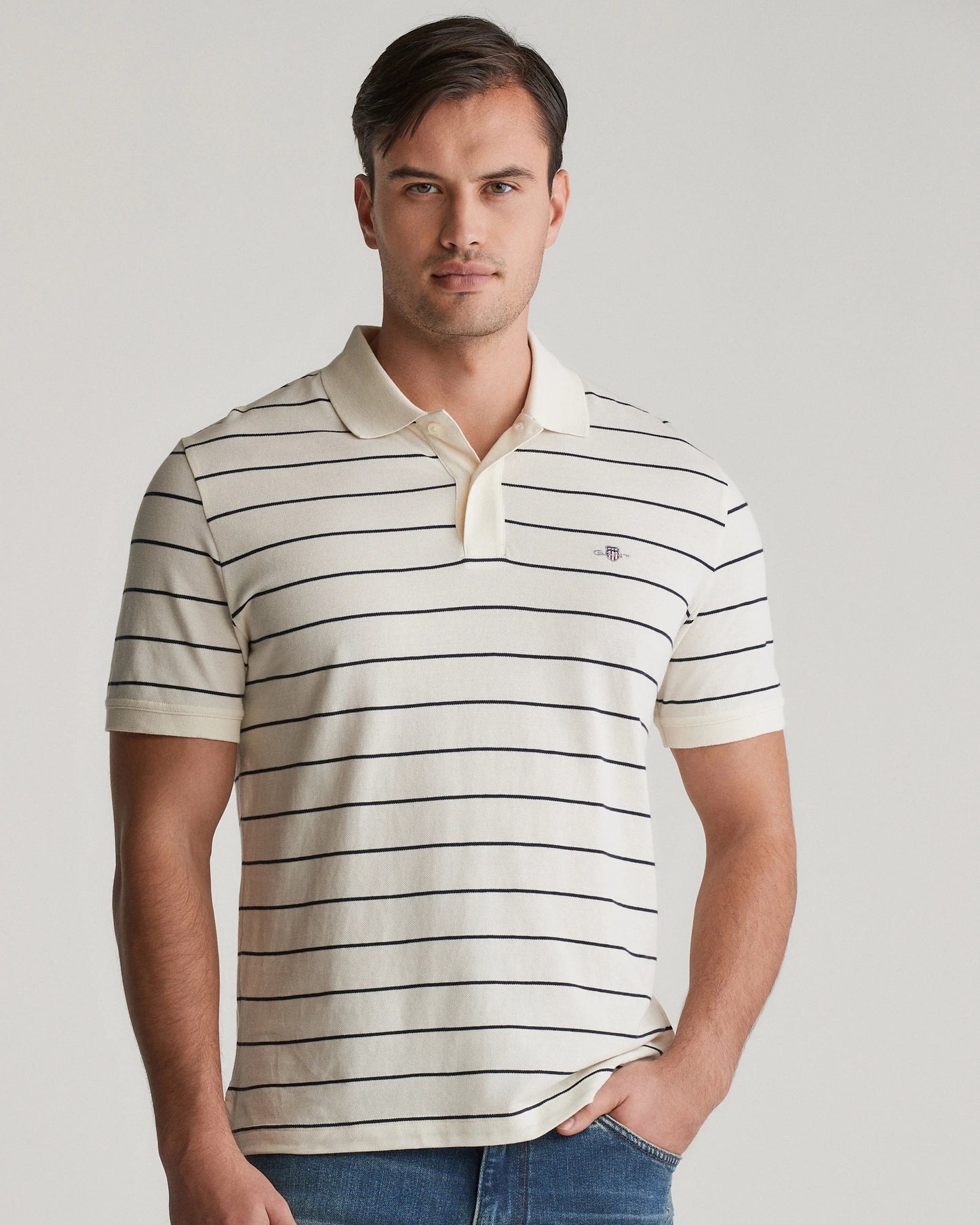 GANT Mens Striped Short Sleeve Polo