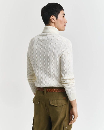 GANT Mens Cotton Cable Turtle Neck Sweater - 130 Cream, back