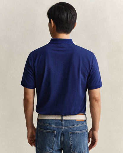 GANT Regular Fit Short Sleeve Contrast Pique Rugger - 432 Rich Navy