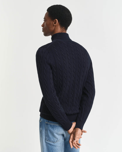 GANT Mens Cotton Cable Turtle Neck Sweater - 433 Evening Blue, back
