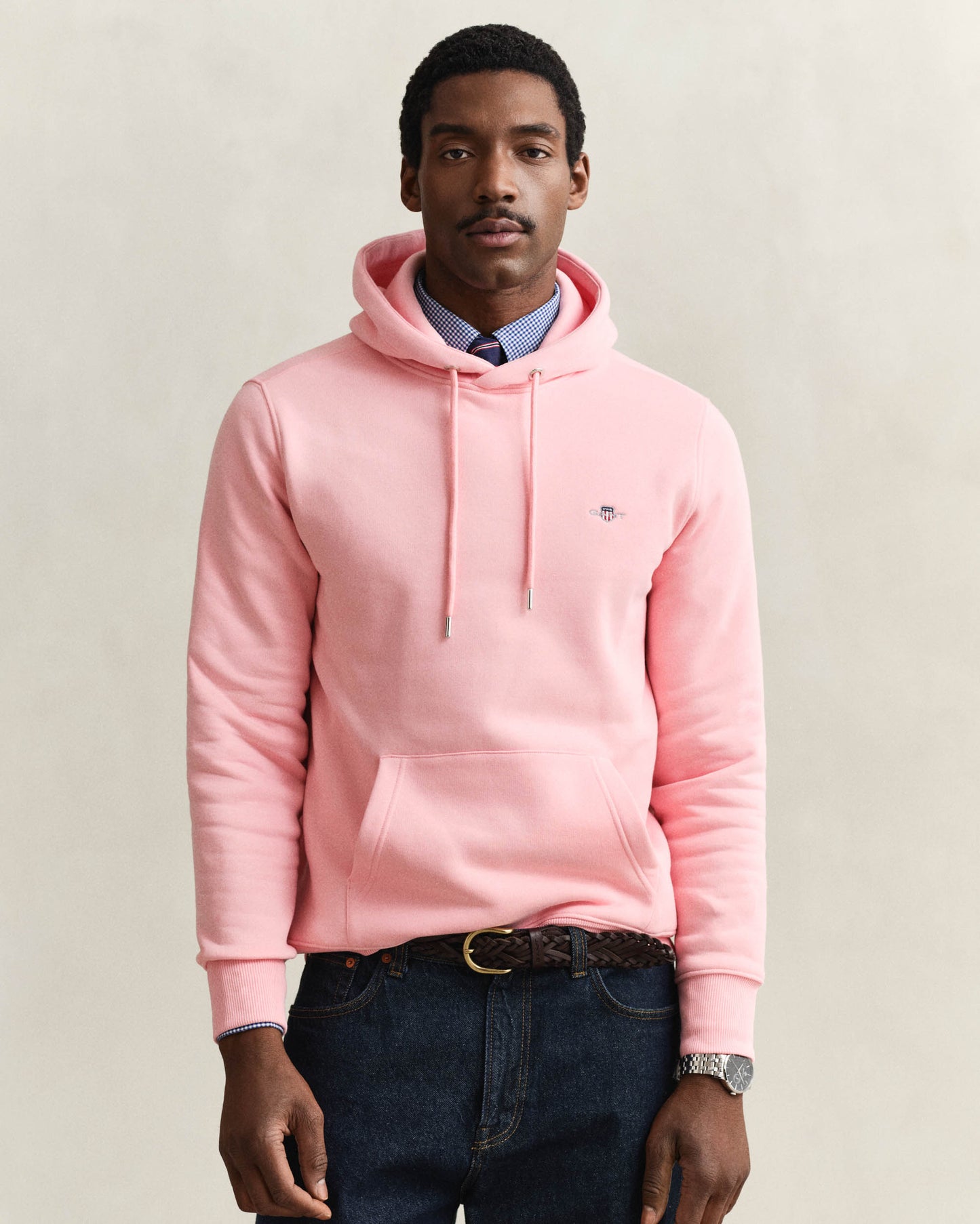 GANT Mens Regular Fit Shield Logo Pullover Hoodie - 671 Bubblegum Pink