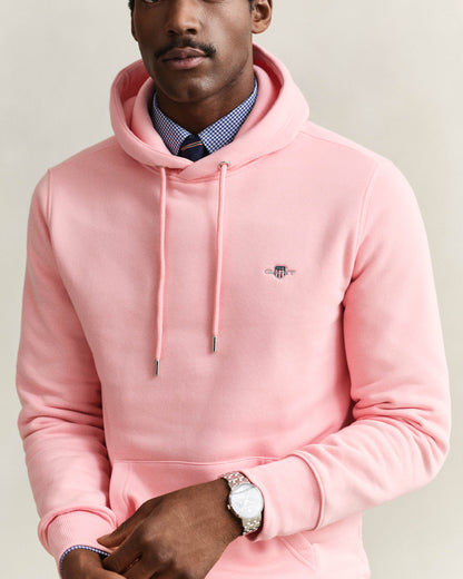 GANT Mens Regular Fit Shield Logo Pullover Hoodie - 671 Bubblegum Pink