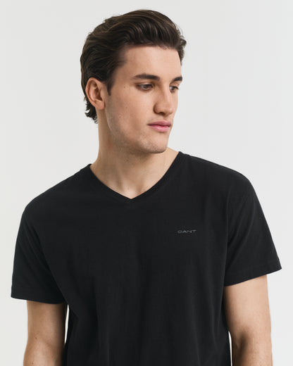 GANT Mens V-Neck T-Shirt 2-Pack - 5 Black