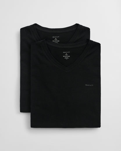 GANT Mens V-Neck T-Shirt 2-Pack - 5 Black