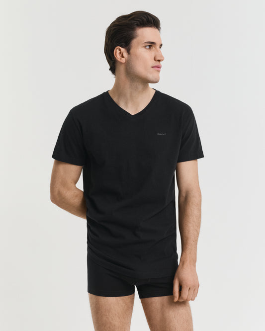 GANT Mens V-Neck T-Shirt 2-Pack - 5 Black