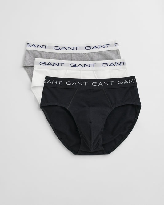 GANT 3-Pack Mens Logo Waistband Briefs - 94 Light Grey Melange