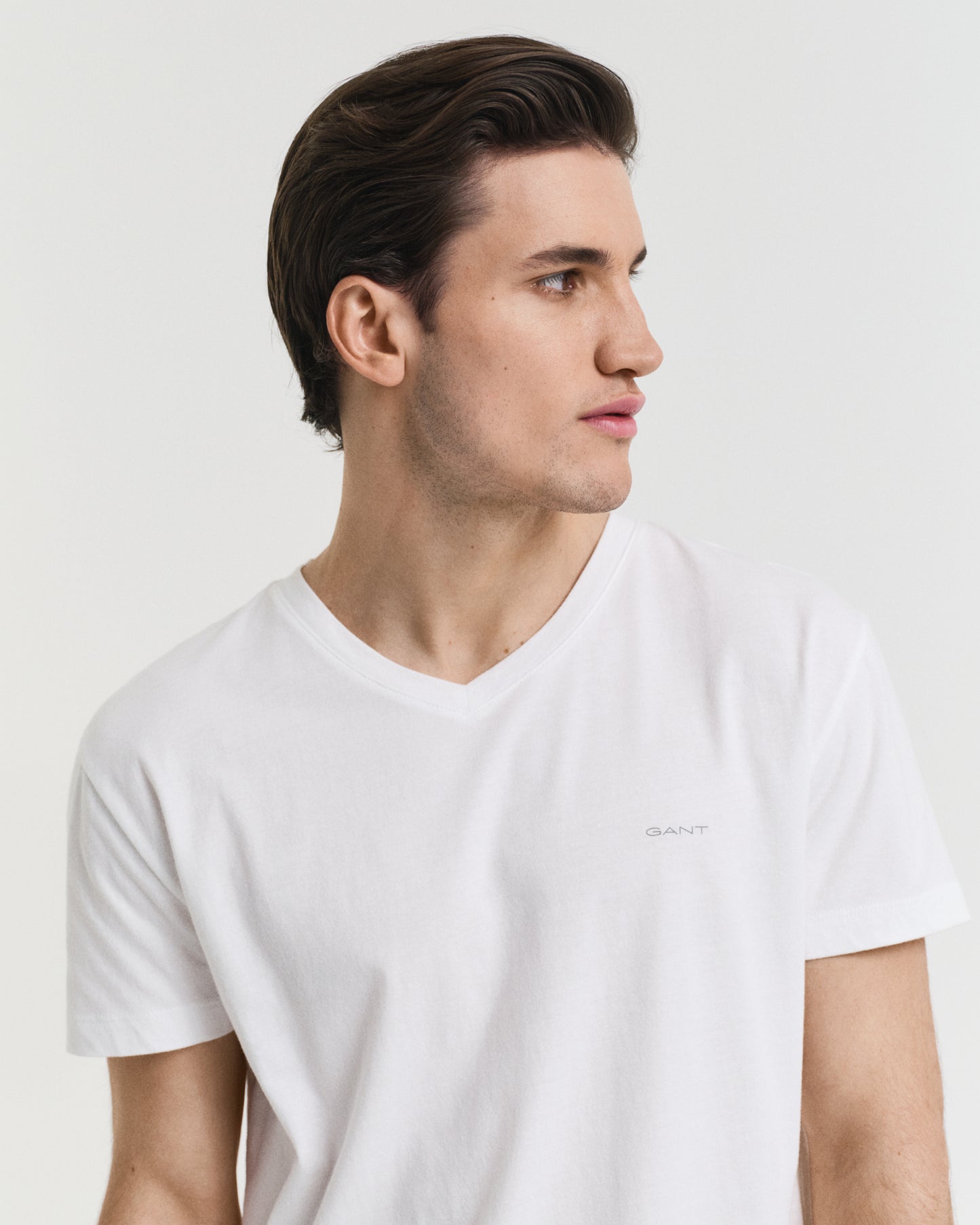 GANT Mens V-Neck T-Shirt 2-Pack - 110 White