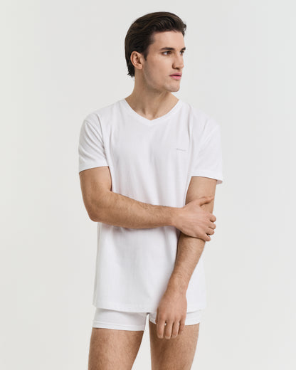 GANT Mens V-Neck T-Shirt 2-Pack - 110 White