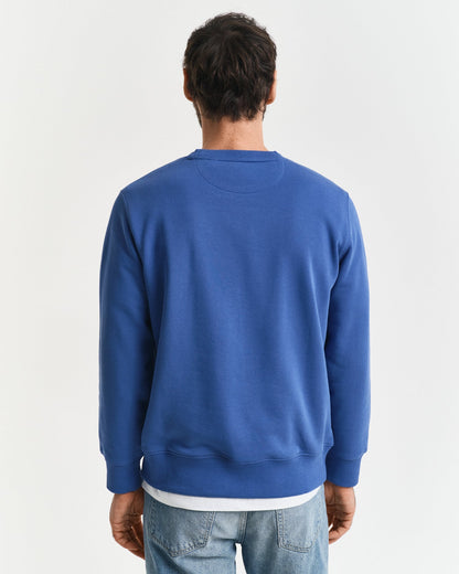 GANT Mens Regular Fit Shield Logo Crew Neck Sweatshirt - 407 Rich Blue