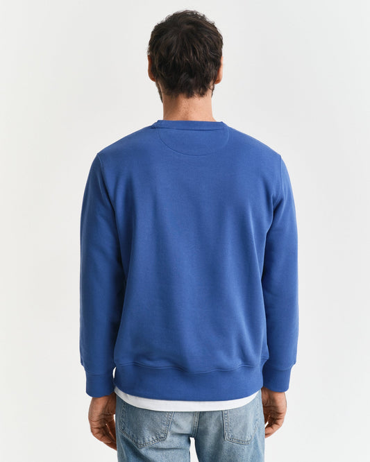 GANT Mens Regular Fit Shield Logo Crew Neck Sweatshirt - 407 Rich Blue