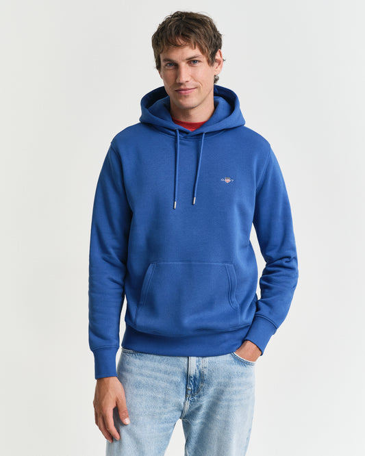 GANT Mens Regular Fit Shield Logo Pullover Hoodie - 407 Rich Blue