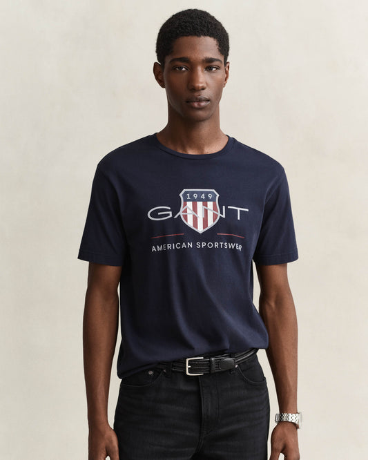 GANT Mens Archive Shield T-Shirt - 433 Evening Blue