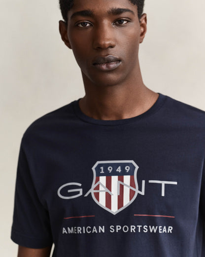 GANT Mens Archive Shield T-Shirt - 433 Evening Blue
