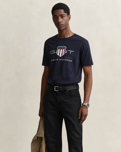 GANT Mens Archive Shield T-Shirt - 433 Evening Blue