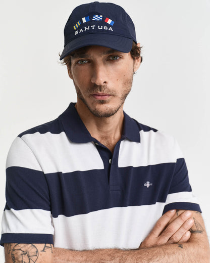 GANT Mens Block Stripe Polo - 433 Evening Blue