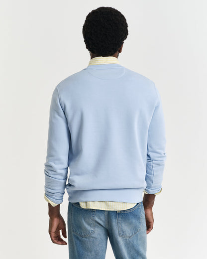 GANT Mens Regular Fit Shield Logo Crew Neck Sweatshirt - 457 Fresh Blue