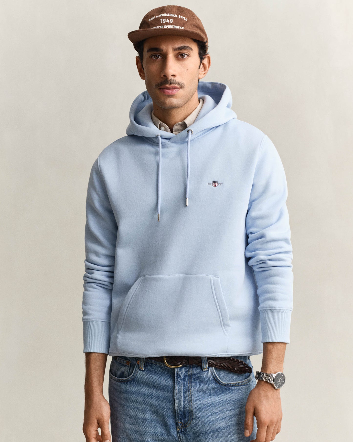 GANT Mens Regular Fit Shield Logo Pullover Hoodie - 457 Fresh Blue
