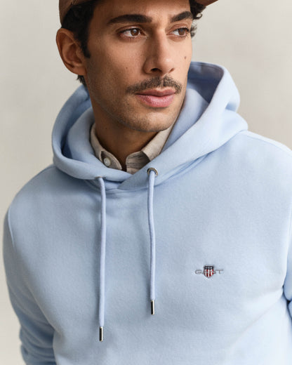 GANT Mens Regular Fit Shield Logo Pullover Hoodie - 457 Fresh Blue