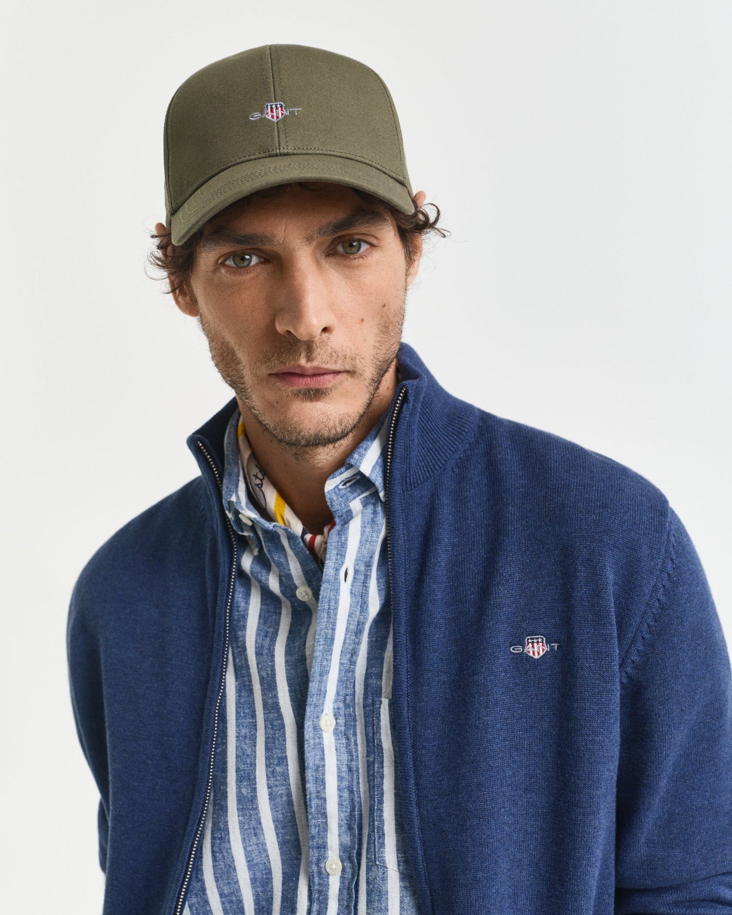 GANT Mens High Shield Cotton Twill Cap - 303 Moss Green