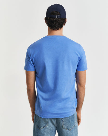 GANT Mens Regular Fit Short Sleeve Shield Logo T-Shirt - 419 Perfect Blue