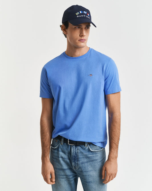 GANT Mens Regular Fit Short Sleeve Shield Logo T-Shirt - 419 Perfect Blue
