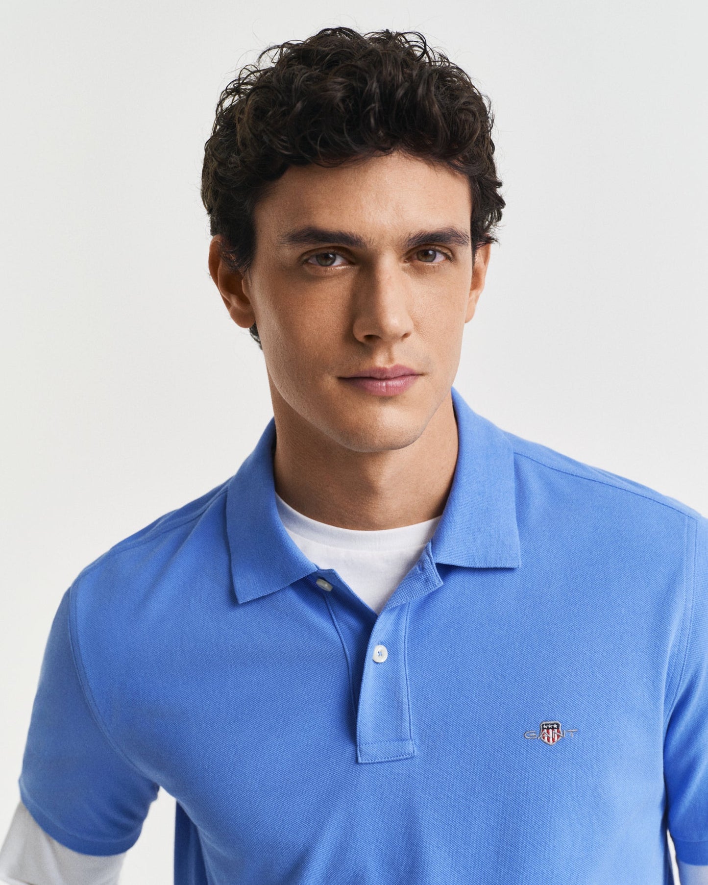 GANT Mens Regular Fit Short Sleeve Shield Logo Pique Polo - 419 Perfect Blue