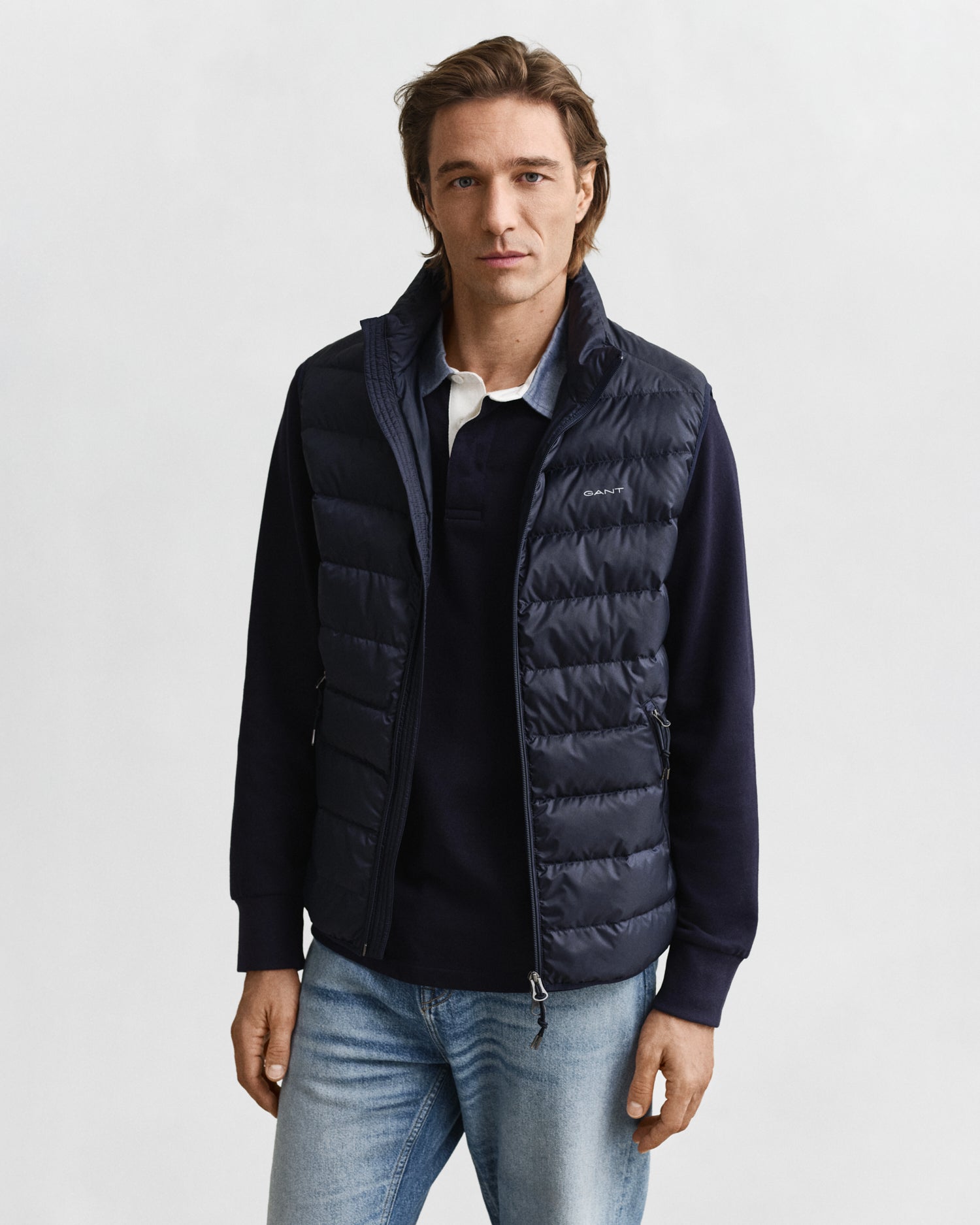 GANT Mens Light Down Padded Gilet - 433 Evening Blue - CHO - Designer Mens Padded Gilets
