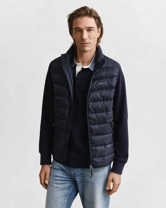 GANT Mens Light Down Padded Gilet - 433 Evening Blue