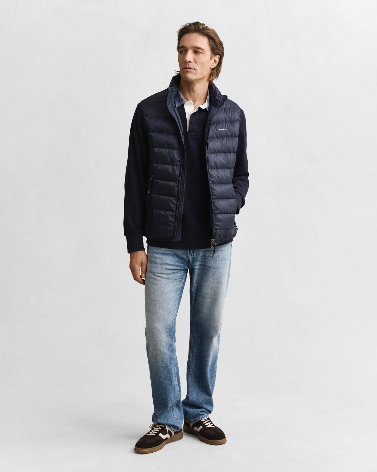 GANT Mens Light Down Padded Gilet - 433 Evening Blue - CHO - Designer Mens Padded Gilets