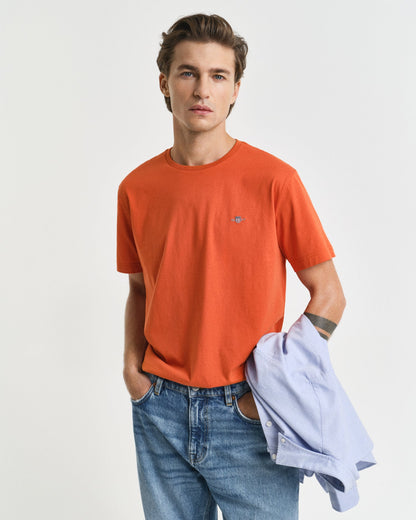 GANT Mens Regular Fit Short Sleeve Shield Logo T-Shirt - 845 Deep Orange