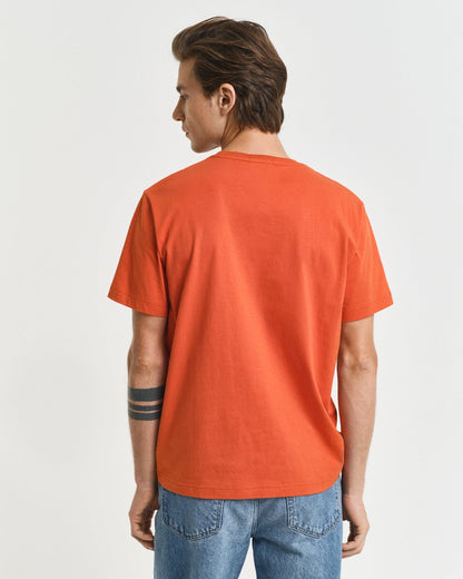 GANT Mens Regular Fit Short Sleeve Shield Logo T-Shirt - 845 Deep Orange