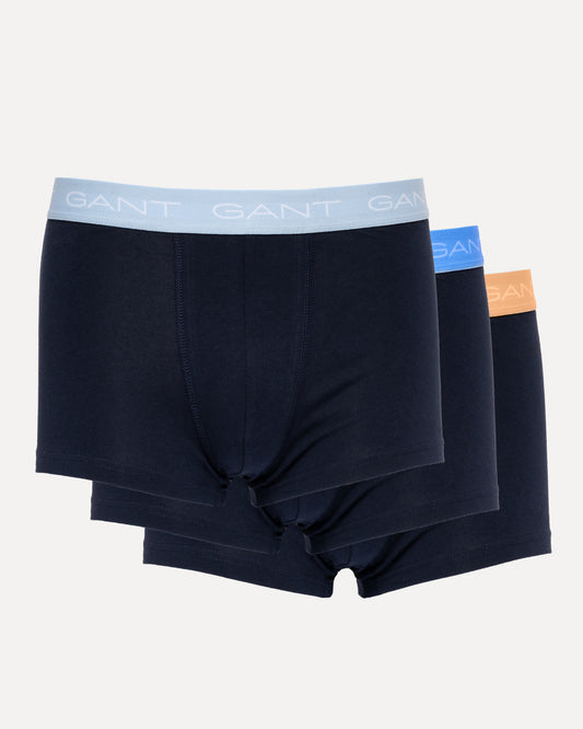GANT 3-Pack Mens Trunks with Mixed Colour Waistbands - 433 Evening Blue