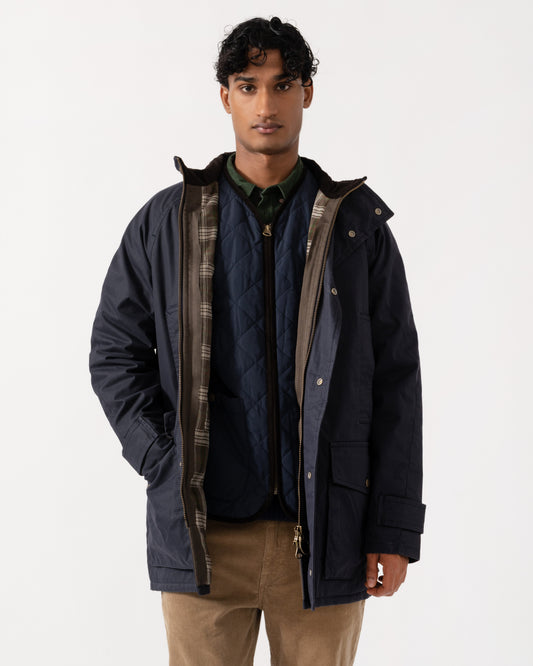 Front of the GANT Mens Waxed Double Decker Coat - 433 Evening Blue