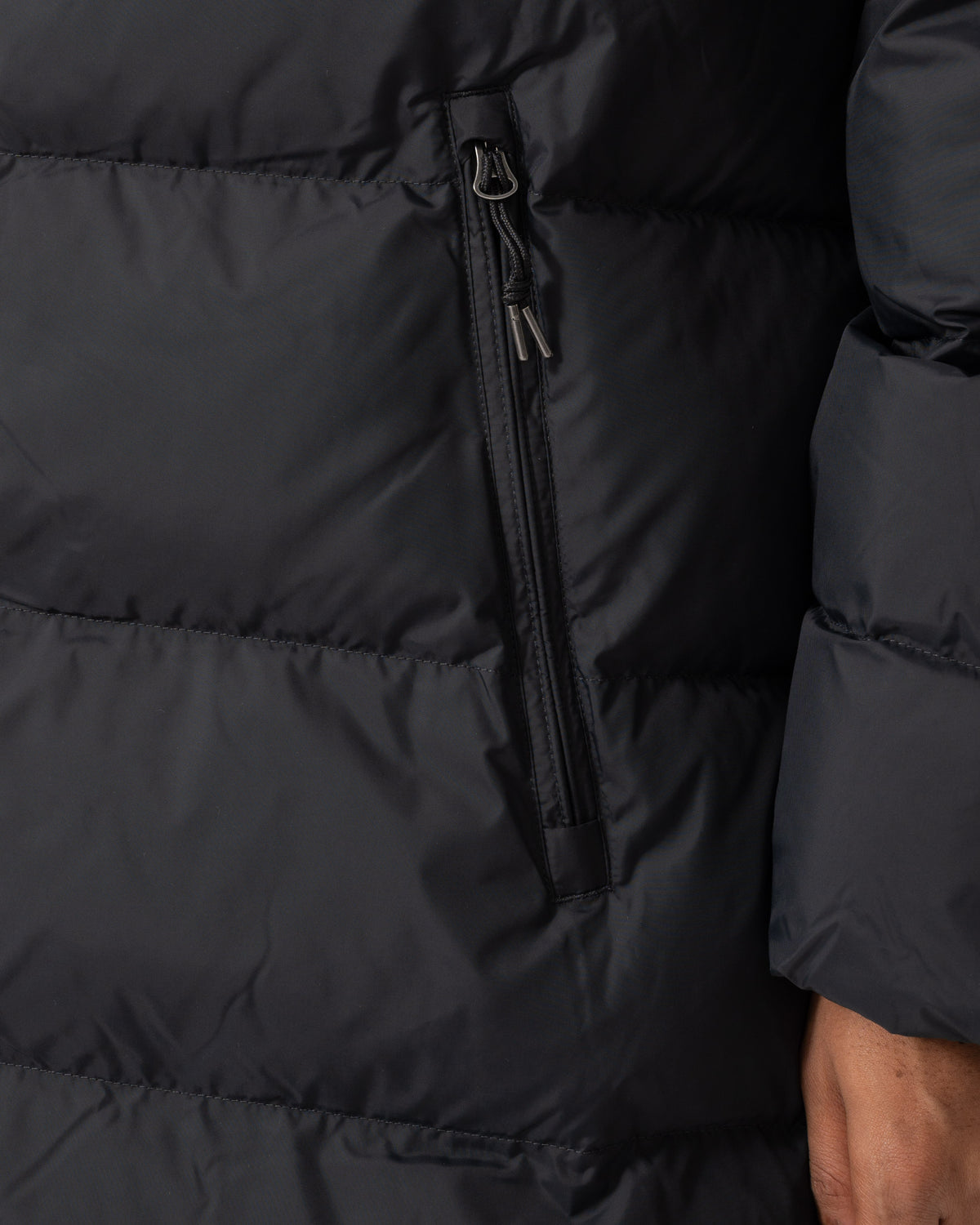 Pocket detail on the GANT Active Cloud Mens Mid Length Jacket - 5 Black