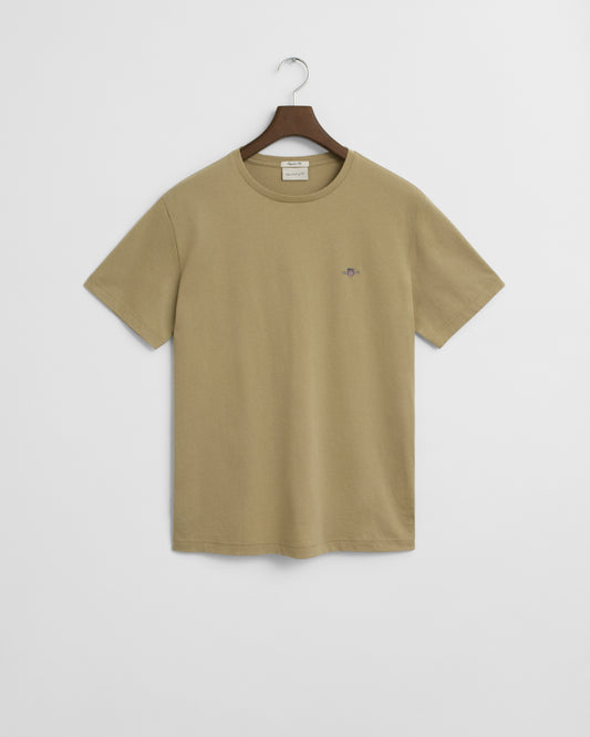 GANT Mens Regular Fit Short Sleeve Shield Logo T-Shirt - 224 Woody Beige