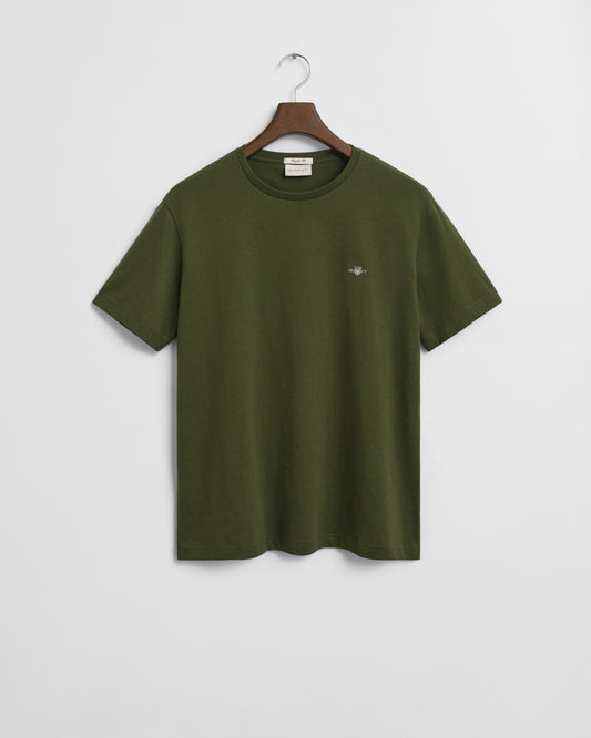GANT Mens Regular Fit Short Sleeve Shield Logo T-Shirt - 360 Country Green