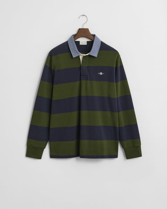 GANT Mens Regular Fit Chambray Stripe Heavy Rugger - 360 Country Green