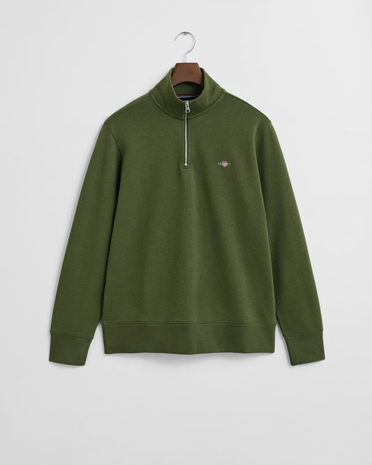 GANT Mens Regular Fit Shield Logo Half Zip Sweatshirt - 360 Country Green