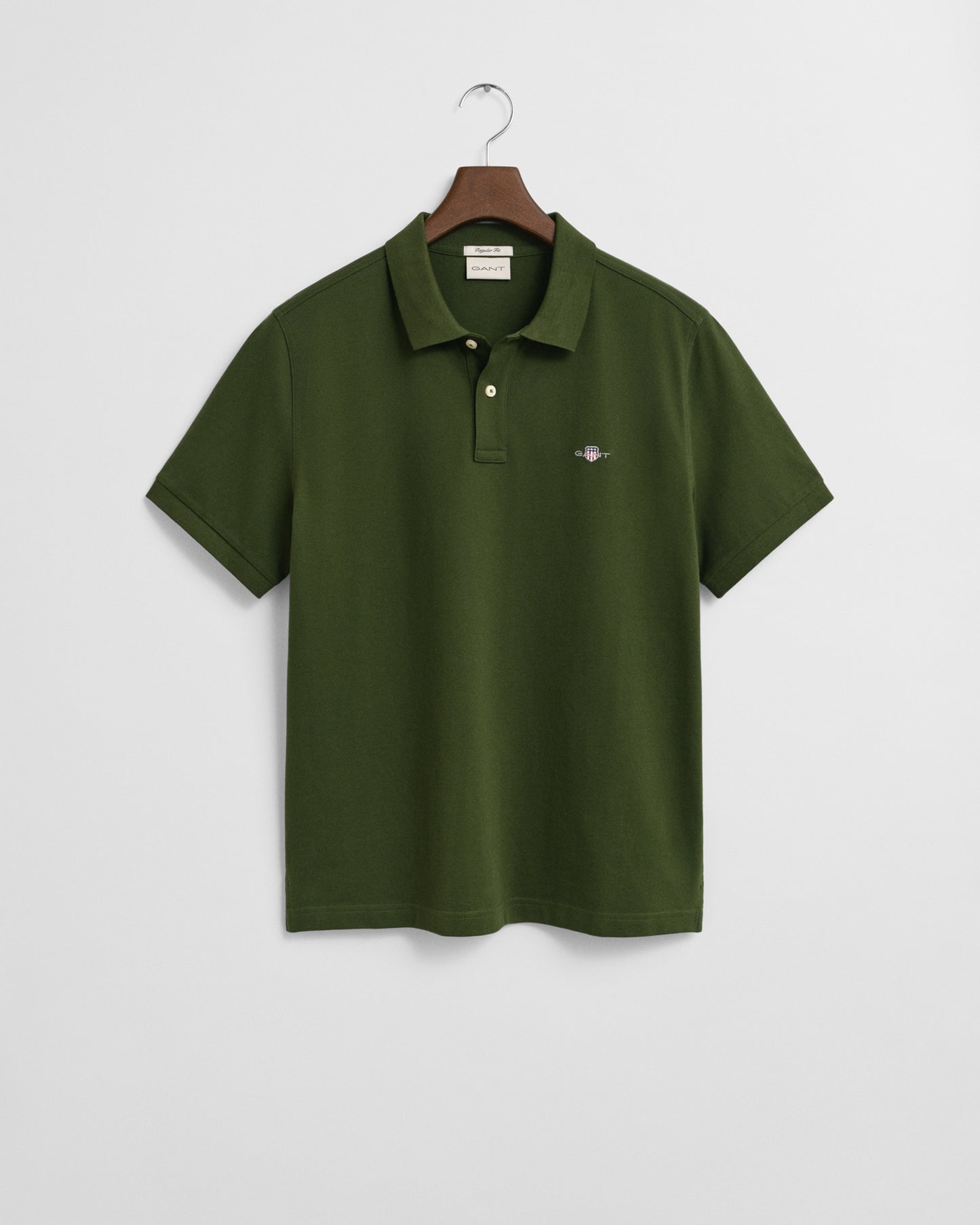 GANT Mens Regular Fit Short Sleeve Shield Logo Pique Polo - 360 Country Green